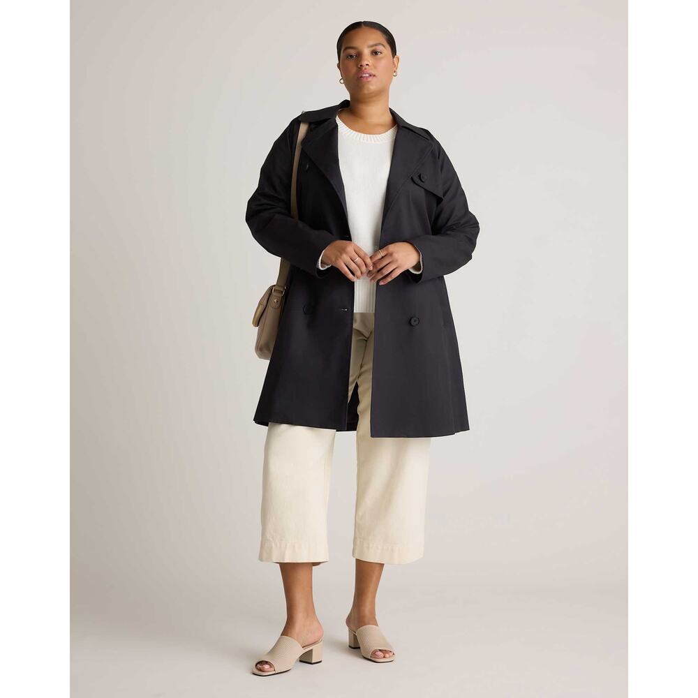 Quince Comfort Stretch Trench Coat Midnight Black